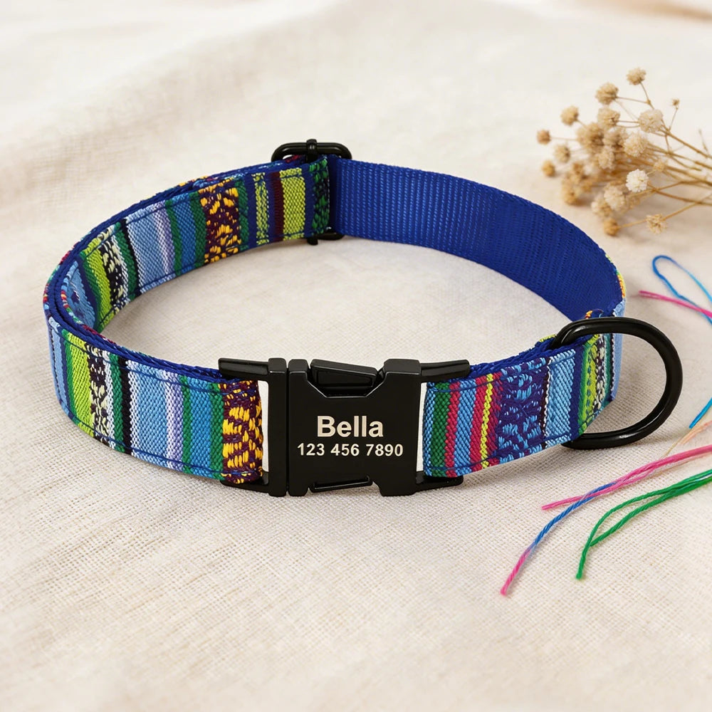 Flausi personalisiertes Nylon Halsband für Hunde mehrfarbig