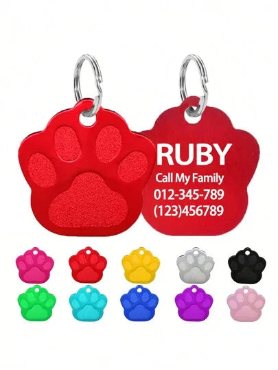 Personalized Paw Cat ID Tags Customized Pet Id Tag For Cat NameTag Customized Cat ID Tags For Small Dog Laser Engraving