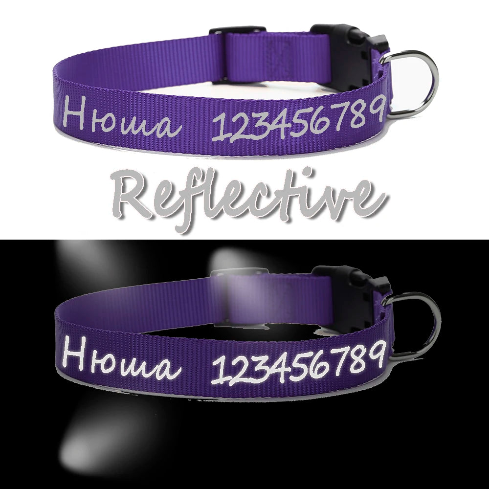 Flausi leichtes Reflektierendes personalisiertes Nylon Halsband für Hunde