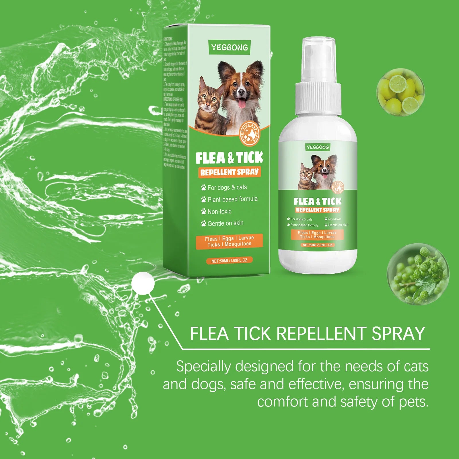 Flausi ZeckenSchild™ naturbasiertes Floh- & Zeckenspray für Hunde & Katzen 50 Ml.