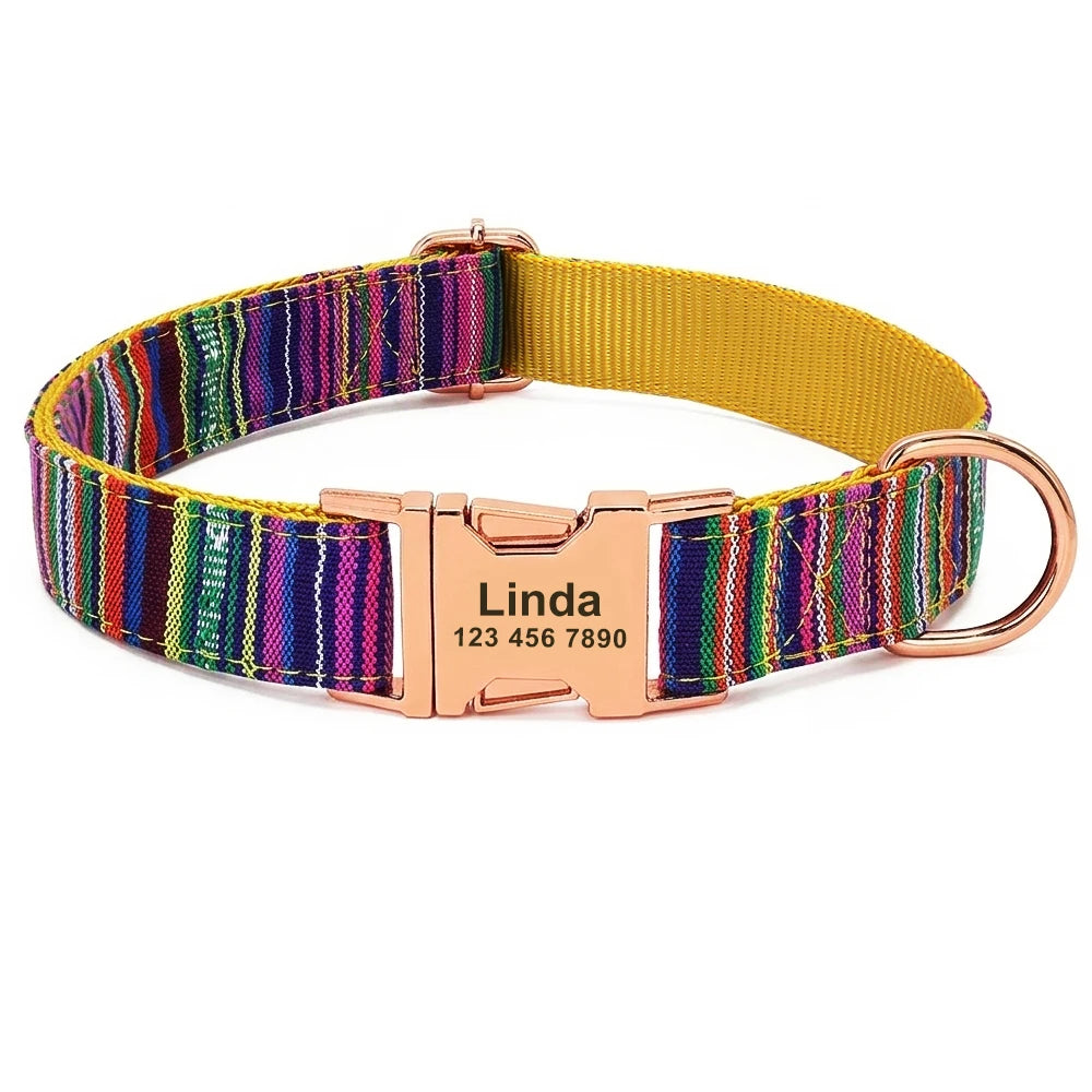 Flausi personalisiertes Nylon Halsband für Hunde mehrfarbig