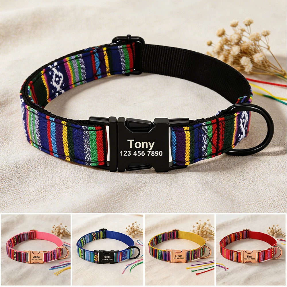 Flausi personalisiertes Nylon Halsband für Hunde mehrfarbig