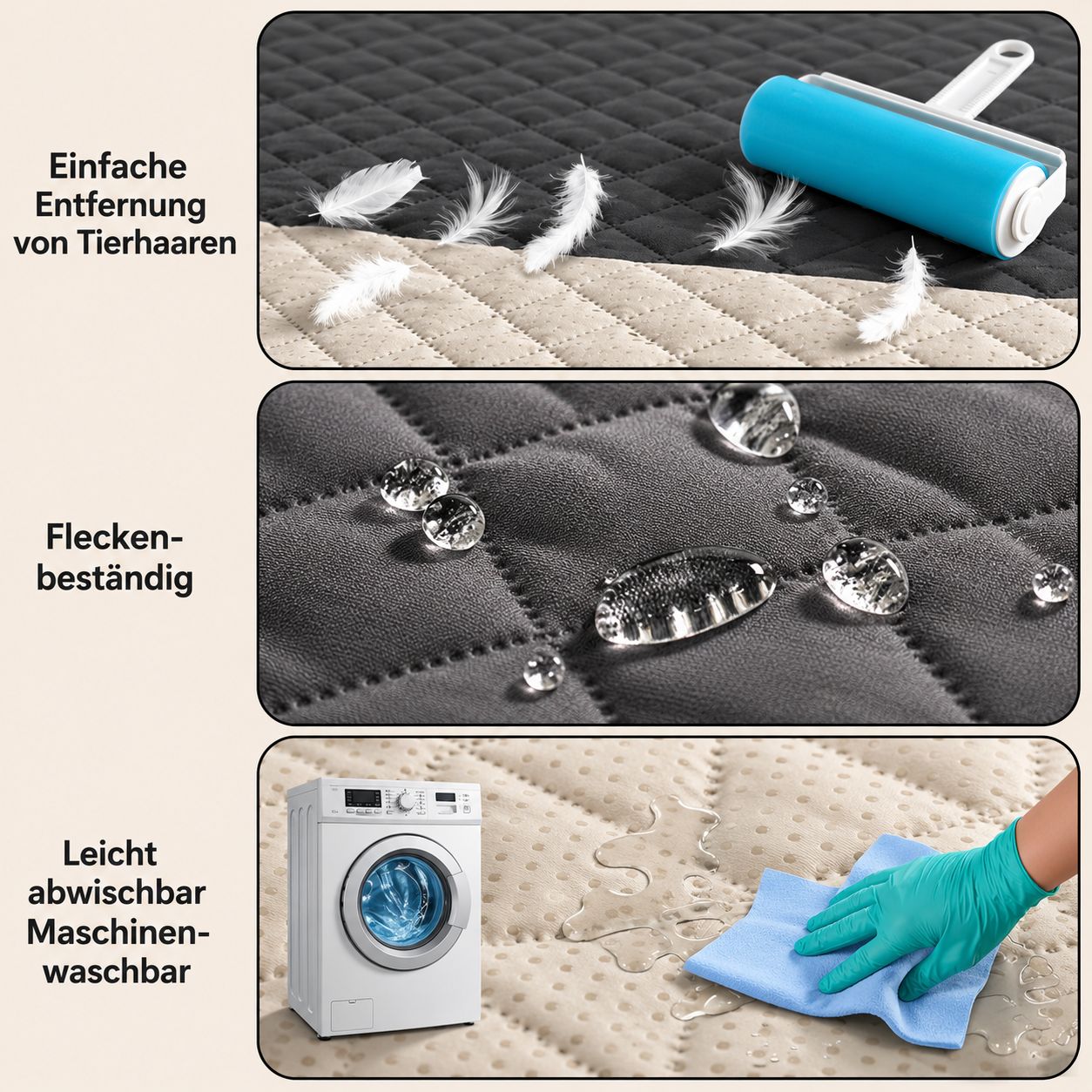 Flausi BettSchutz™ wendbare wasserdichte pflegeleichte Schutzdecke für Sofa, Bett & Auto