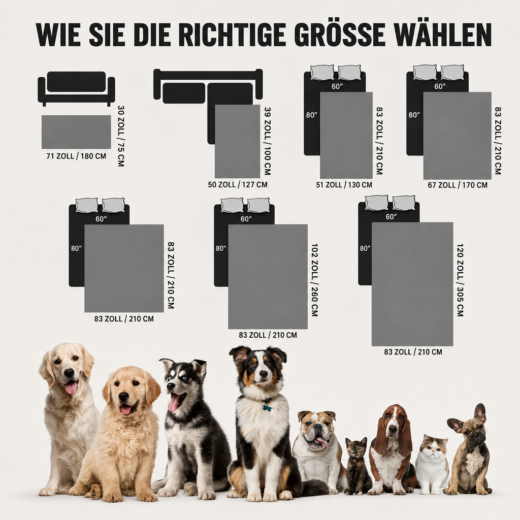 Flausi BettSchutz™ wendbare wasserdichte pflegeleichte Schutzdecke für Sofa, Bett & Auto