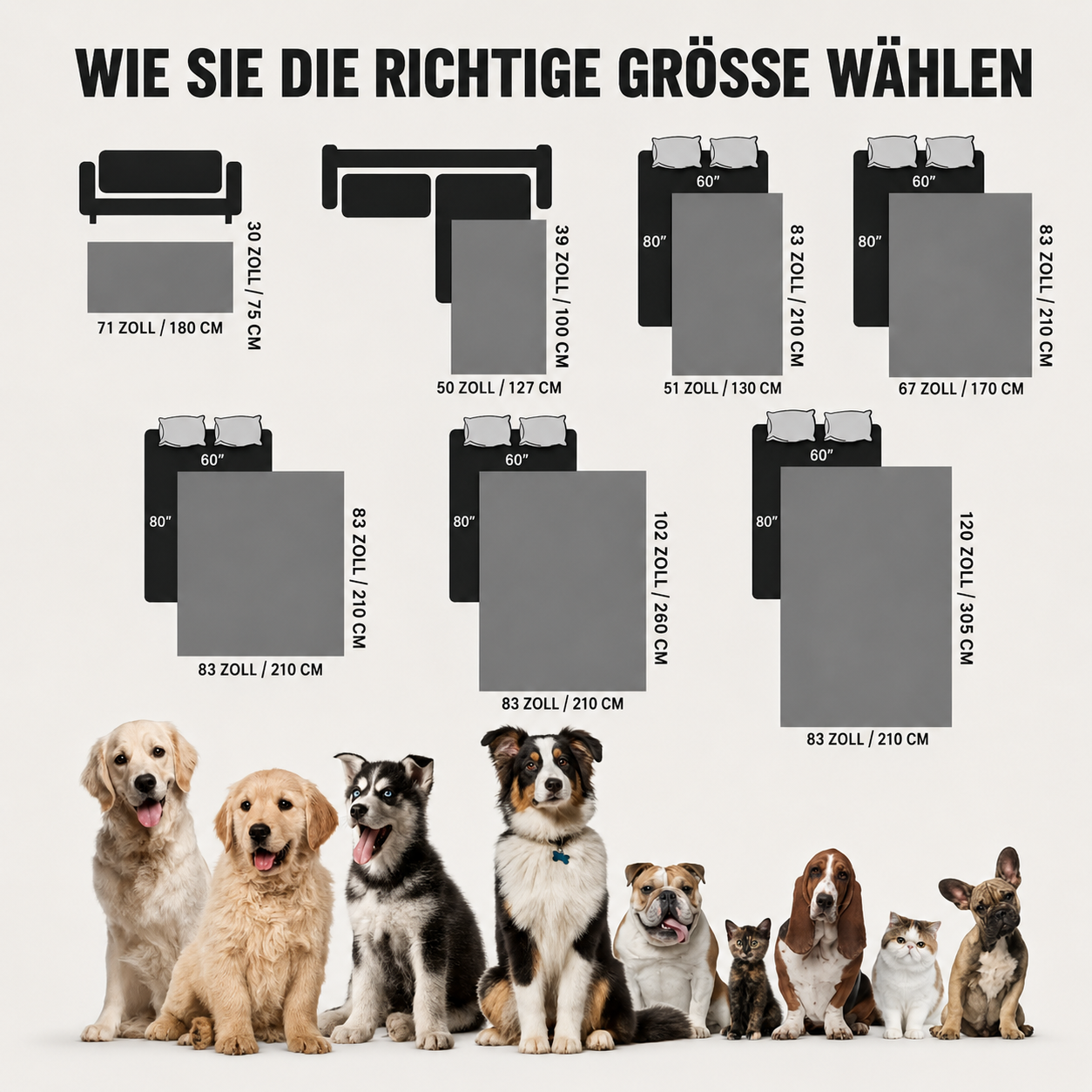 Flausi BettSchutz™ wendbare wasserdichte pflegeleichte Schutzdecke für Sofa, Bett & Auto