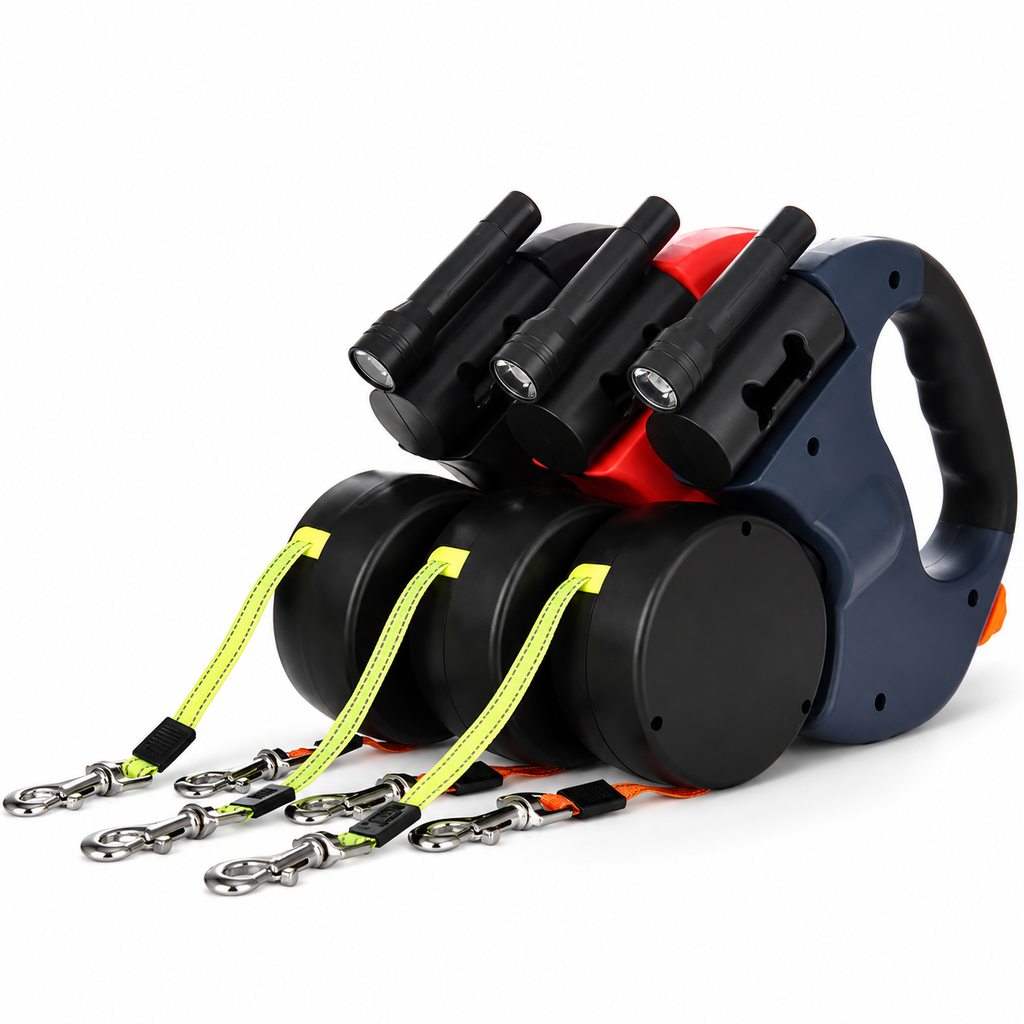 Flausi DuoWalk Reflektierende Doppel-Rollleine mit LED-Licht