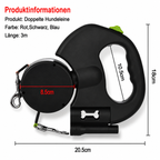 Flausi DuoWalk Reflektierende Doppel-Rollleine mit LED-Licht
