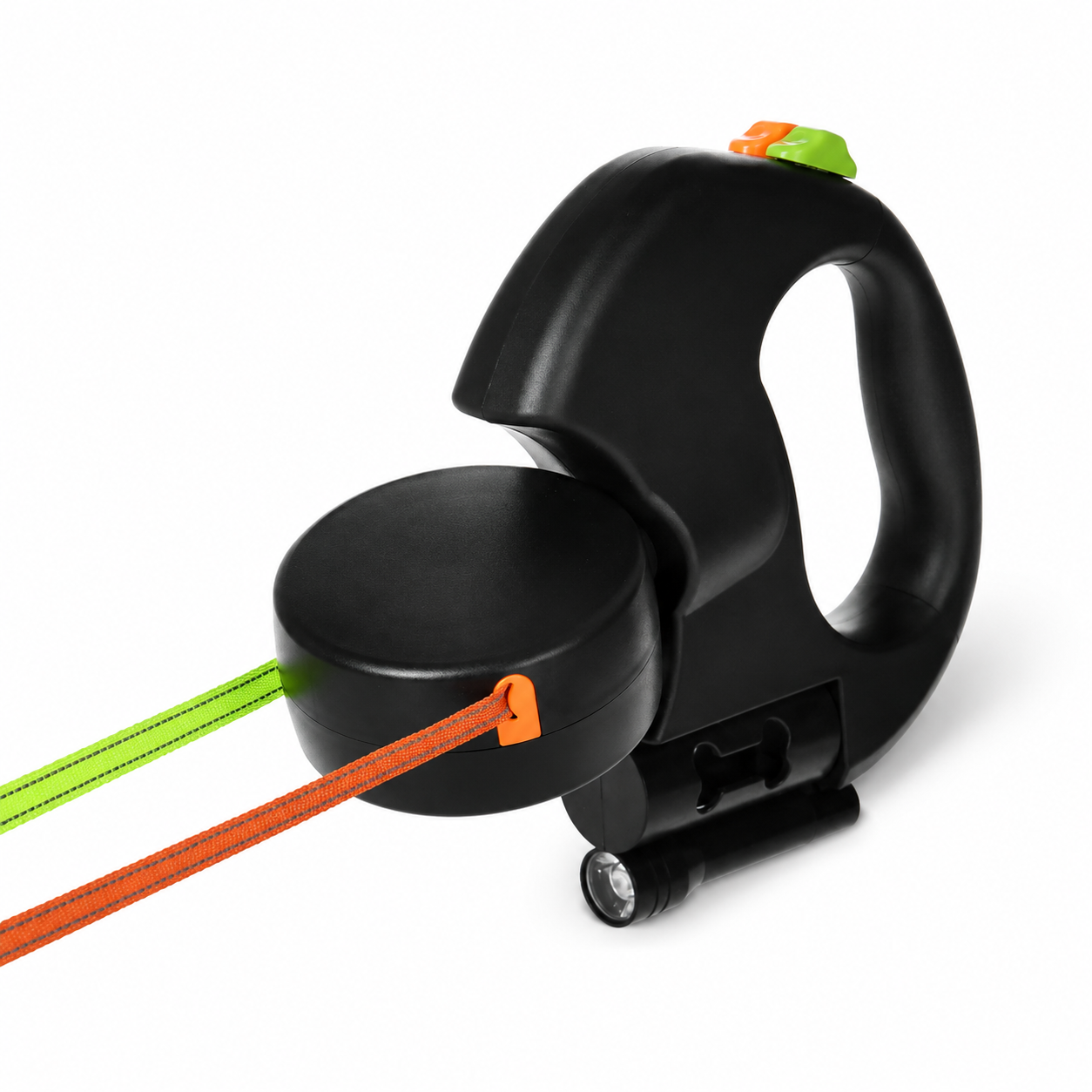 Flausi DuoWalk Reflektierende Doppel-Rollleine mit LED-Licht