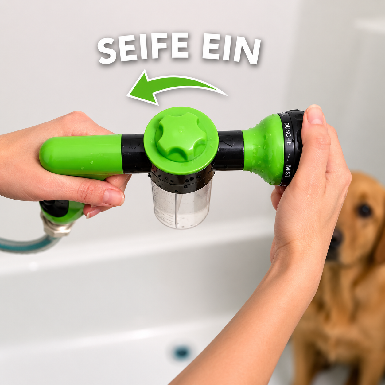 Flausi DuschWuff 3-in-1 sanfte Hunde-Dusche mit Schaumsprüher