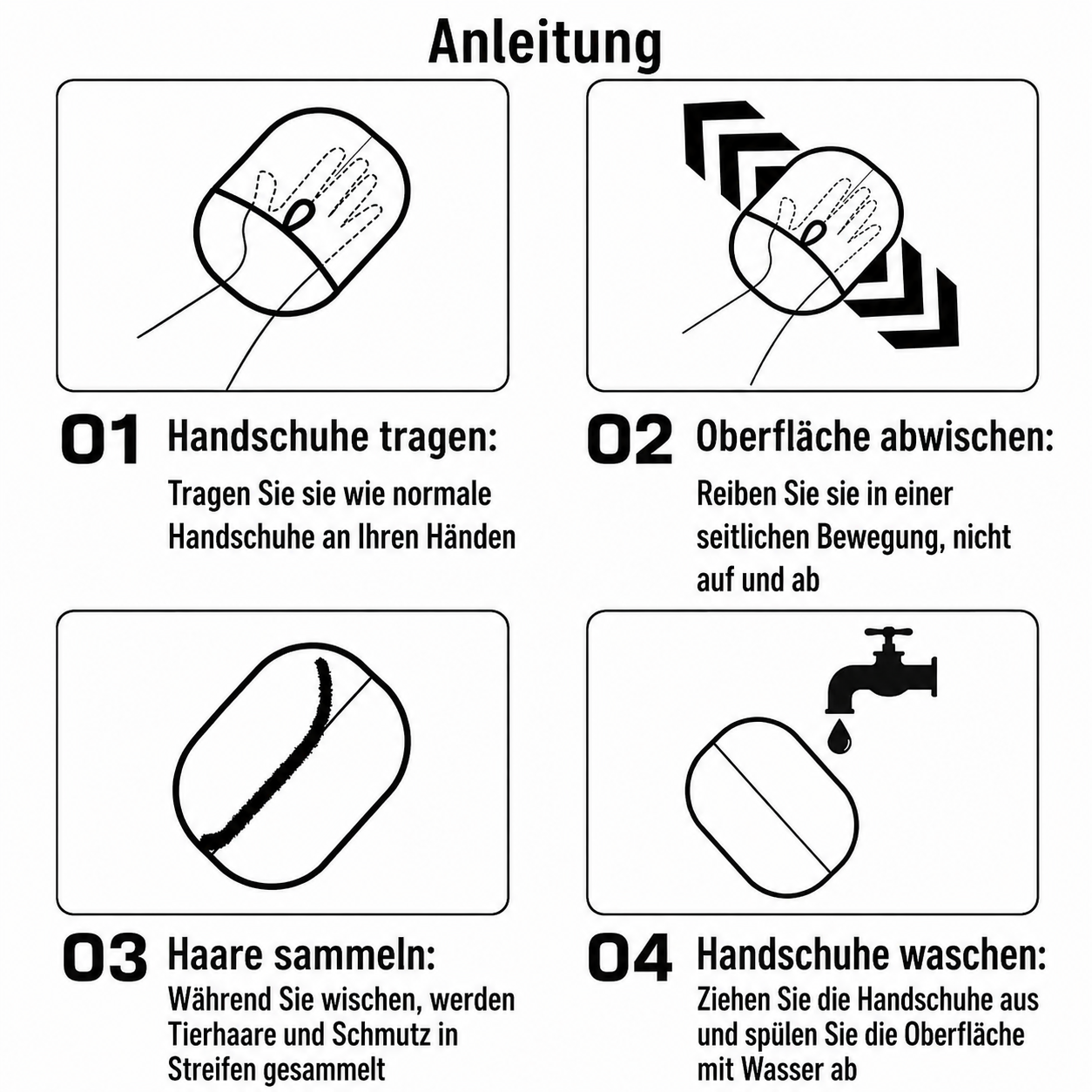 Flausi FellWeg 2-in-1 sanfter Tierhaar-Handschuh