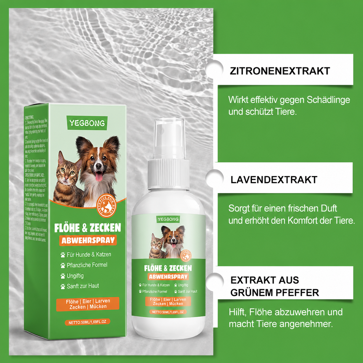 Flausi FlohWeg naturbasiertes Floh- und Zeckenspray pflanzlich 50 Ml.