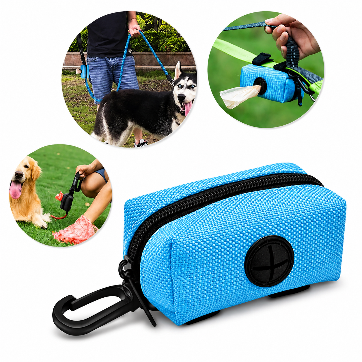 Flausi GassiTasche clevere 2-in-1 Kotbeutel-Spender und Leckerli-Tasche mit Karabiner