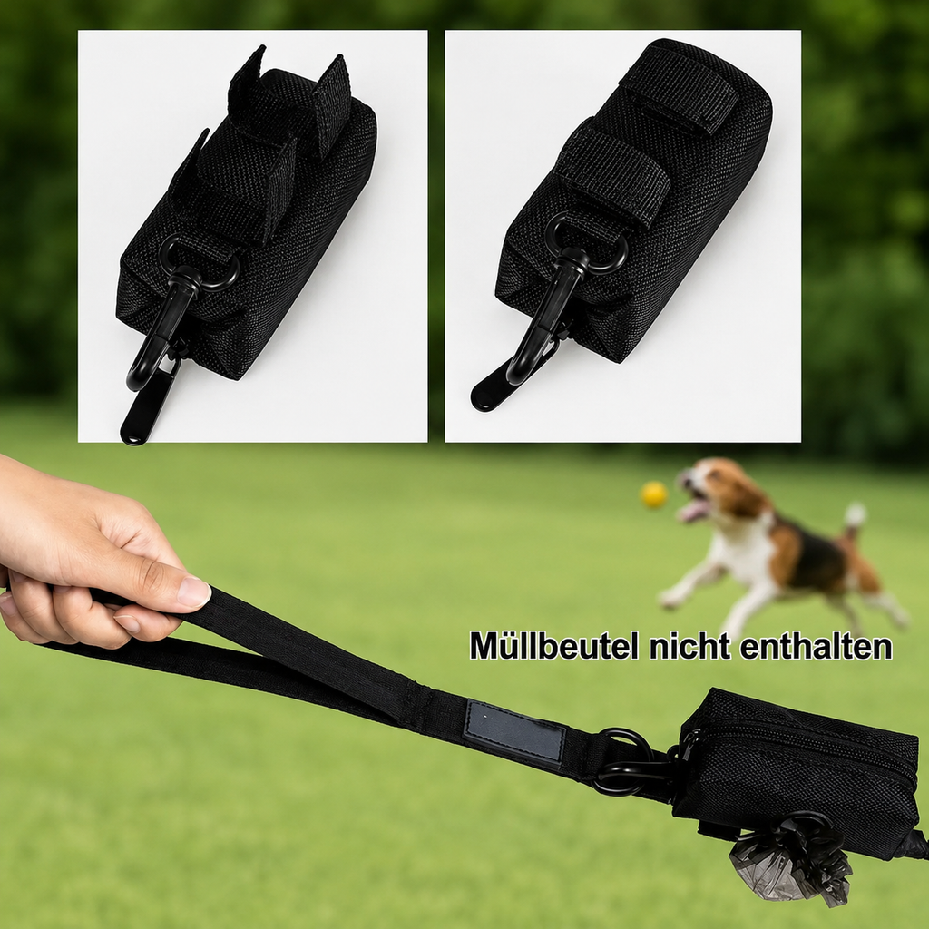 Flausi GassiTasche clevere 2-in-1 Kotbeutel-Spender und Leckerli-Tasche mit Karabiner