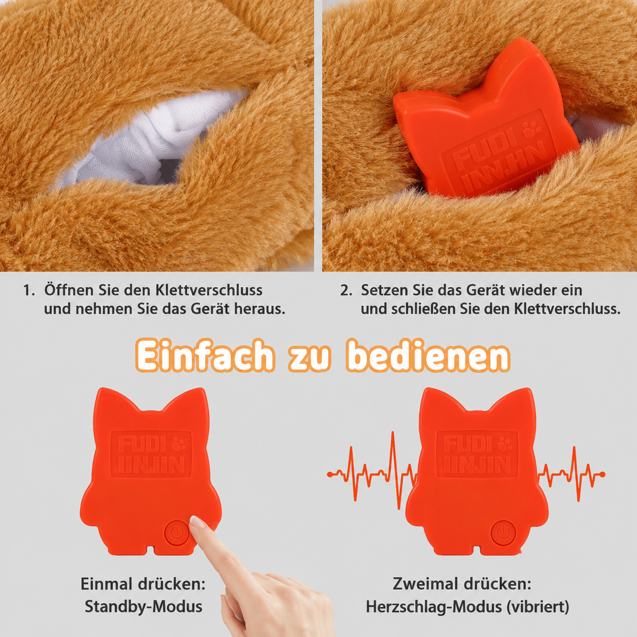 Flausi HerzTrost beruhigender Anti-Angst Kuschelhund für Welpen und Hunde