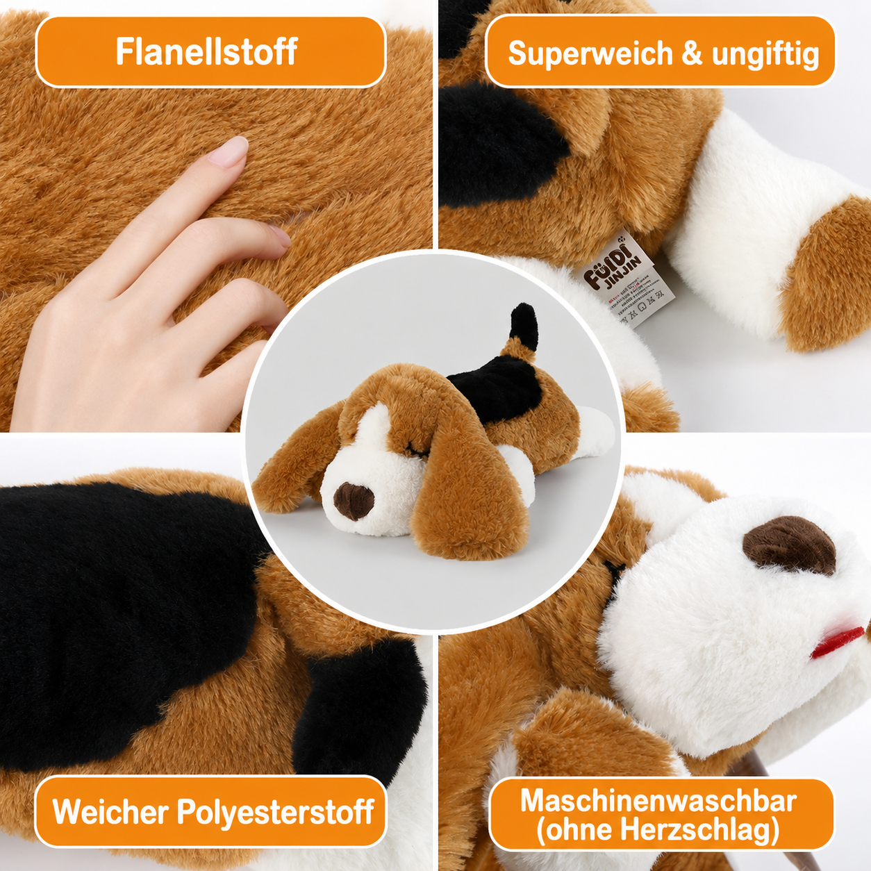 Flausi HerzTrost beruhigender Anti-Angst Kuschelhund für Welpen und Hunde