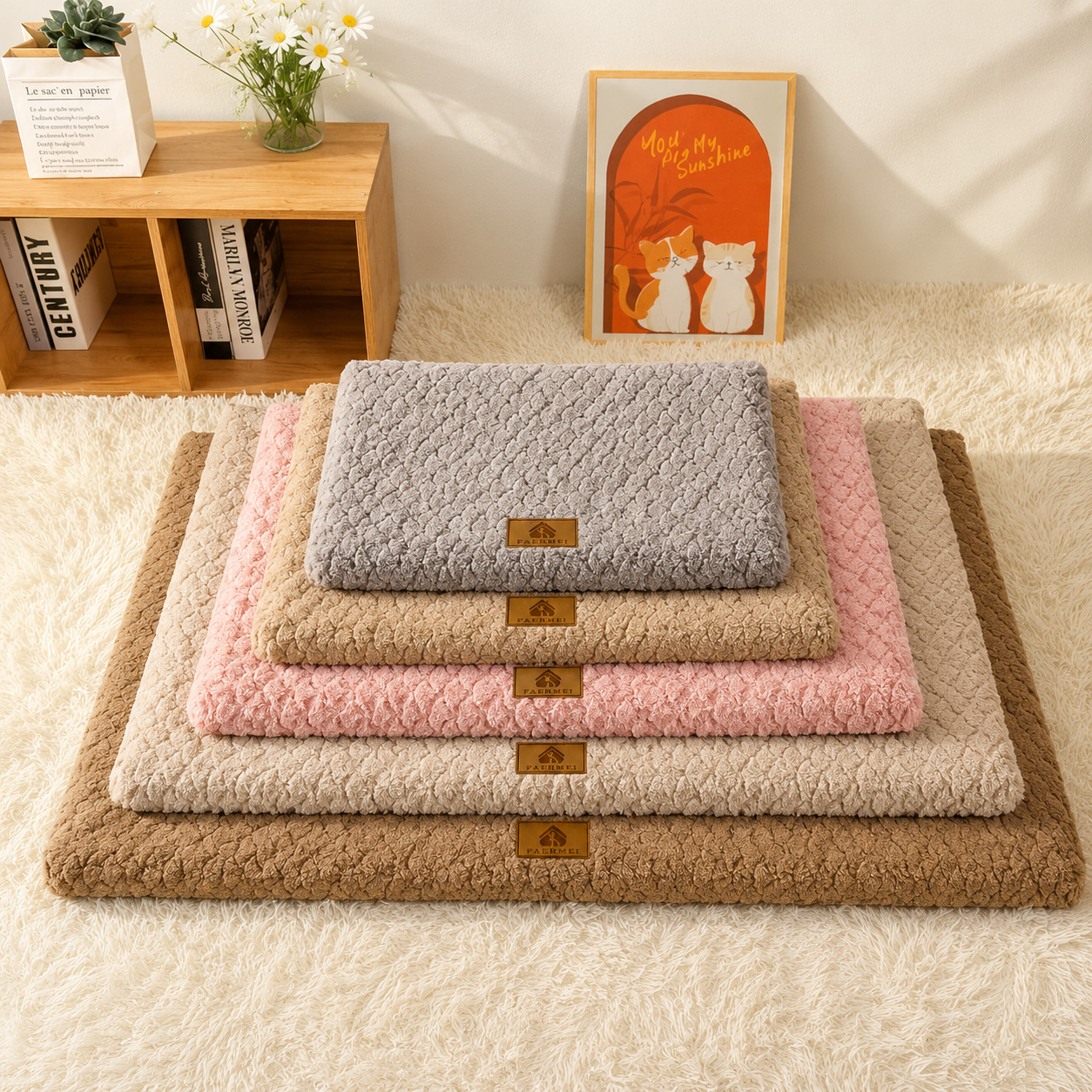 Flausi KuschelBett orthopädische Hundematte mit flauschigem Bezug für Hunde und Katzen