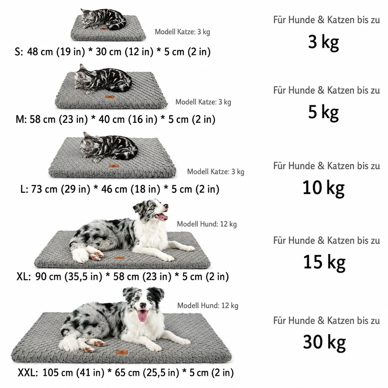 Flausi KuschelBett orthopädische Hundematte mit flauschigem Bezug für Hunde und Katzen