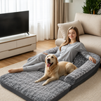 Flausi KuschelDuo XXL Mensch-und-Hund-Bett 180 cm faltbar und orthopädisch
