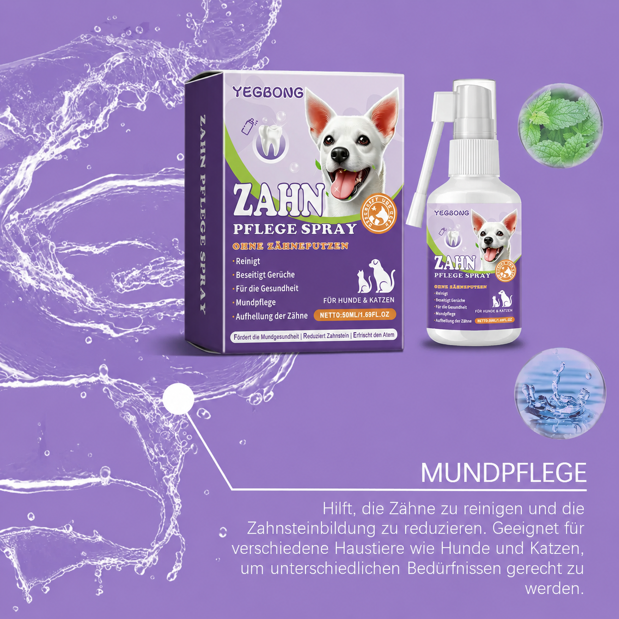 Flausi MaulFrisch naturbasiertes Zahnpflege-Spray gegen Mundgeruch und Zahnstein 50 Ml.