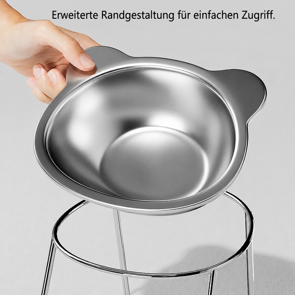 Flausi NackenFit erhöhter Edelstahl-Katzennapf 15 Grad geneigt wirbelsäulenschonend