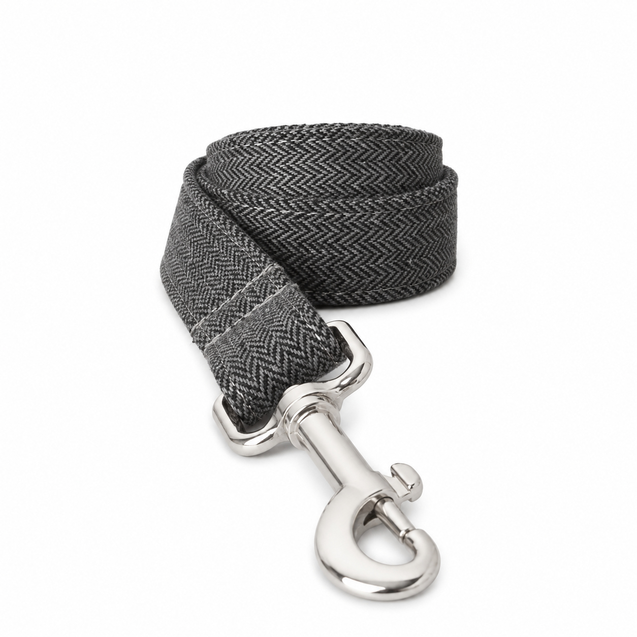 Flausi NamensBand Edles Fischgrät-Halsband mit Gravur-Schnalle
