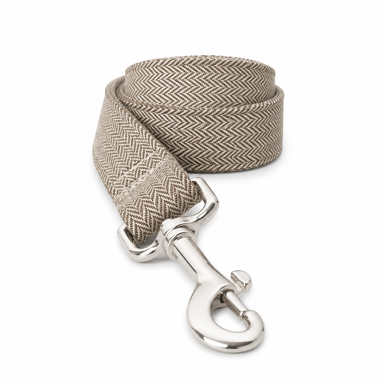 Flausi NamensBand Edles Fischgrät-Halsband mit Gravur-Schnalle