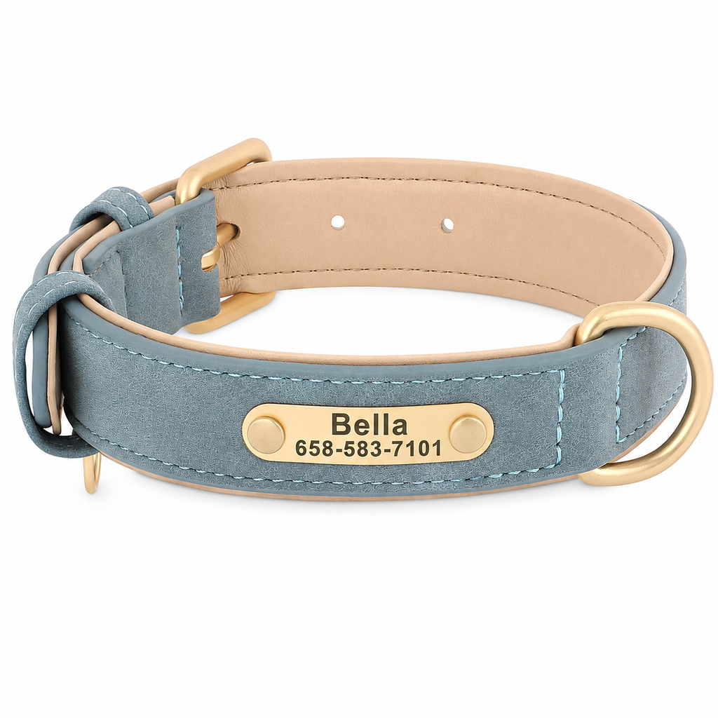 Flausi NamensBand Edles Leder mit Metall-Namensschild