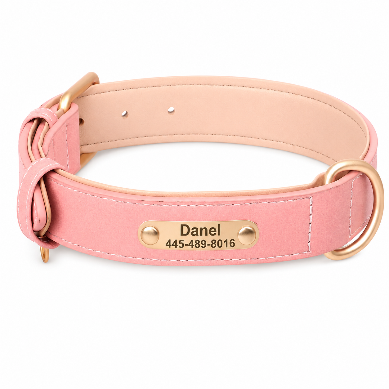 Flausi NamensBand Edles Leder mit Metall-Namensschild