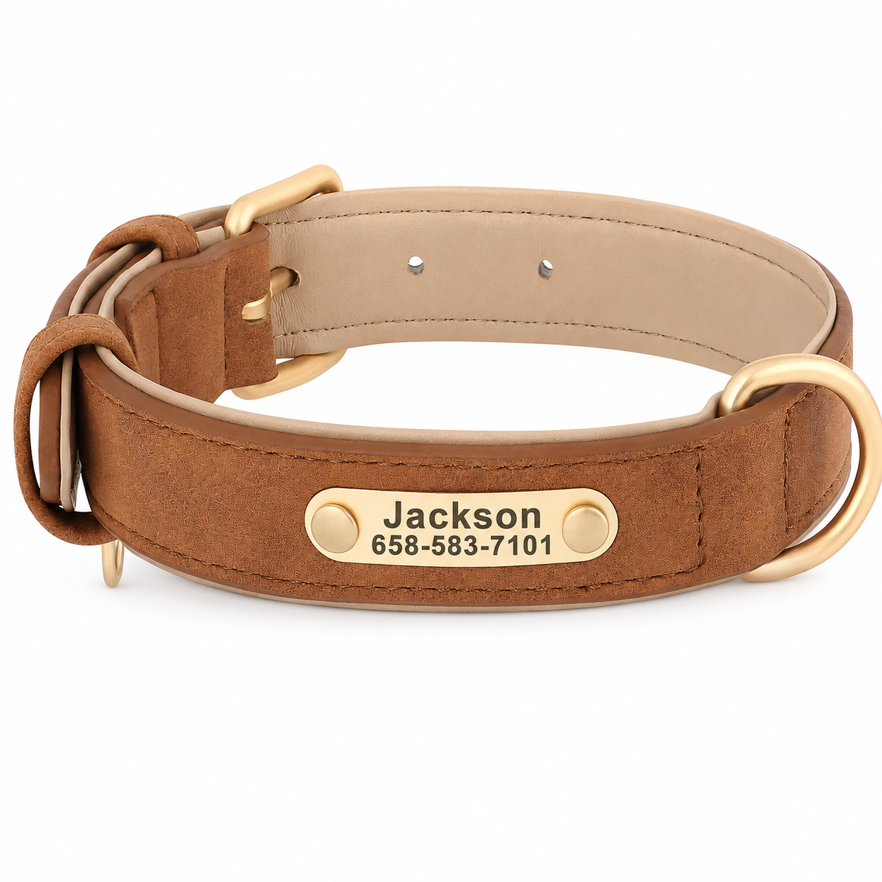 Flausi NamensBand Edles Leder mit Metall-Namensschild