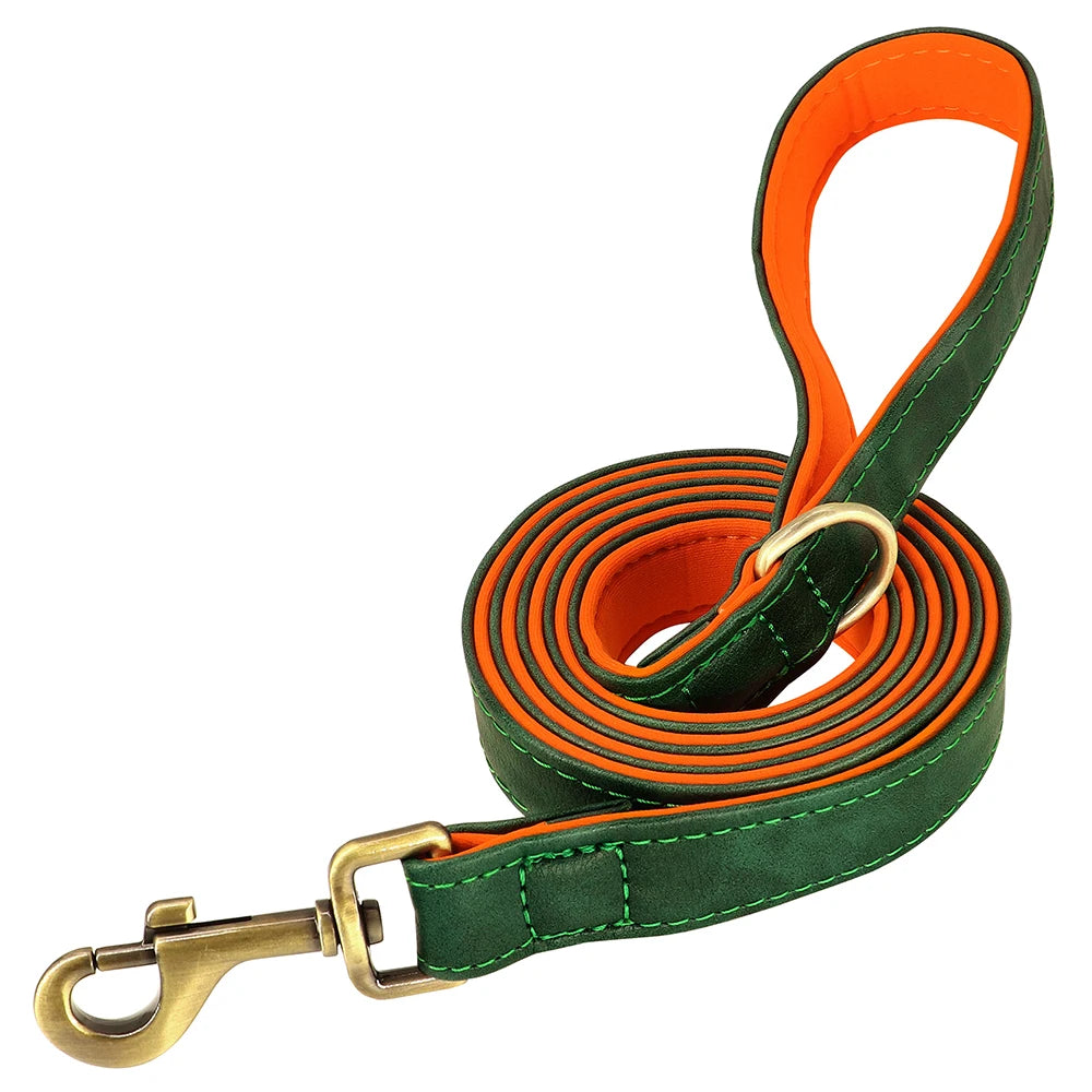 Flausi NamensBand Edles Leder-Set Halsband und Leine
