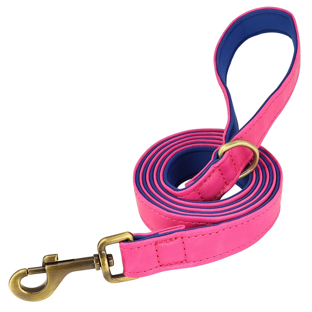 Flausi NamensBand Edles Leder-Set Halsband und Leine