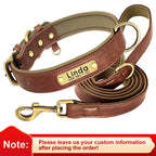 Flausi NamensBand Edles Leder-Set Halsband und Leine