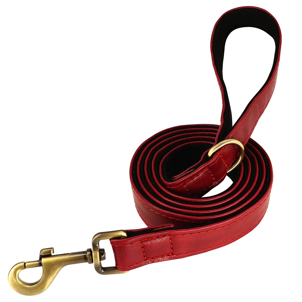 Flausi NamensBand Edles Leder-Set Halsband und Leine