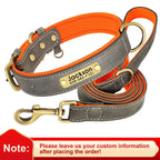 Flausi NamensBand Edles Leder-Set Halsband und Leine