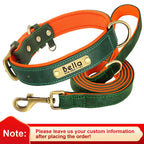 Flausi NamensBand Edles Leder-Set Halsband und Leine