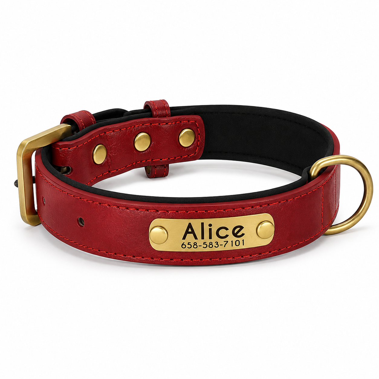 Flausi NamensBand Edles Leder-Set Halsband und Leine