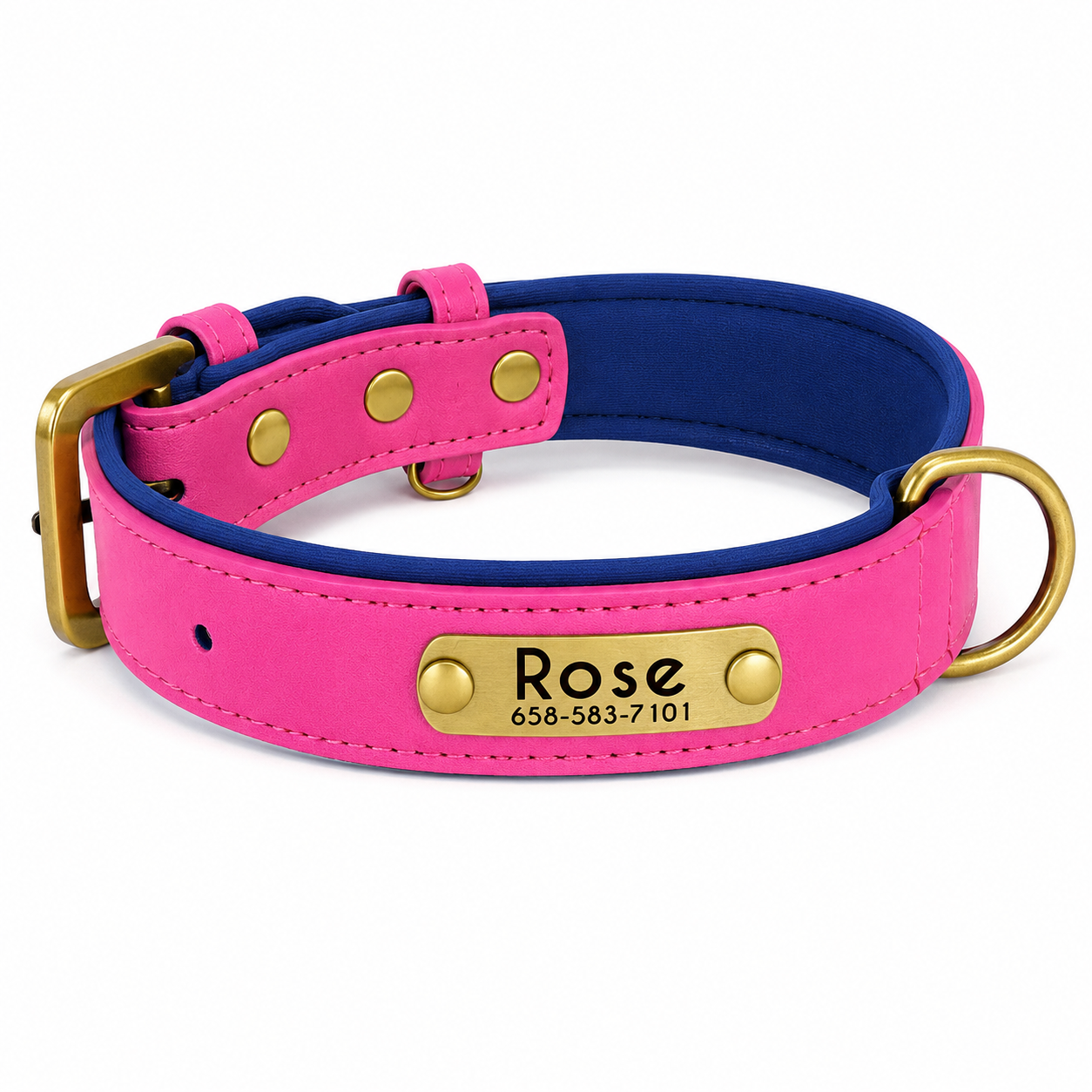 Flausi NamensBand Edles Leder-Set Halsband und Leine