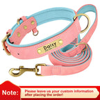Flausi NamensBand Edles Leder-Set Halsband und Leine