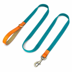Flausi NamensBand Edles Nylon-Leder-Set mit graviertem Namensschild und Leine