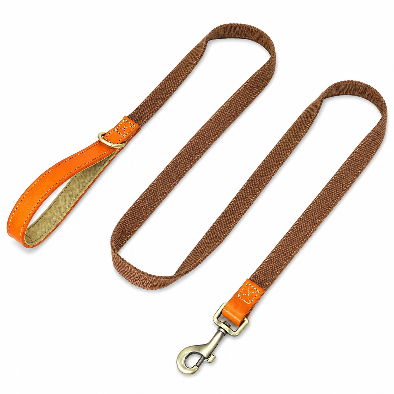 Flausi NamensBand Edles Nylon-Leder-Set mit graviertem Namensschild und Leine