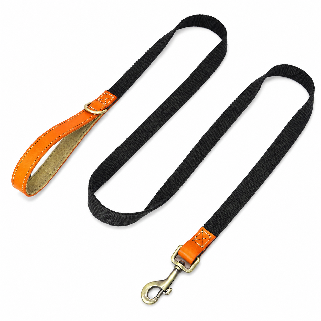 Flausi NamensBand Edles Nylon-Leder-Set mit graviertem Namensschild und Leine