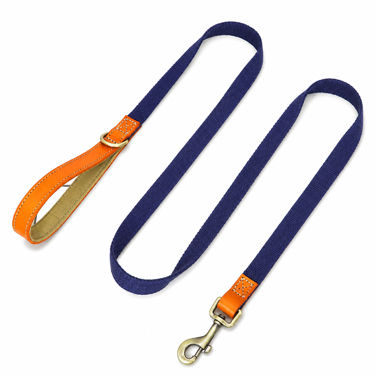 Flausi NamensBand Edles Nylon-Leder-Set mit graviertem Namensschild und Leine