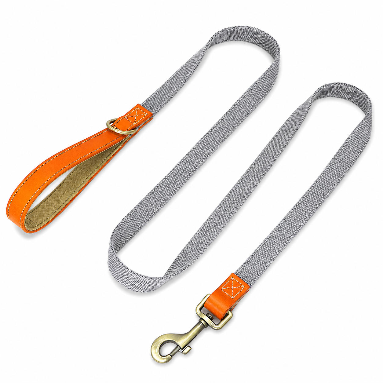 Flausi NamensBand Edles Nylon-Leder-Set mit graviertem Namensschild und Leine