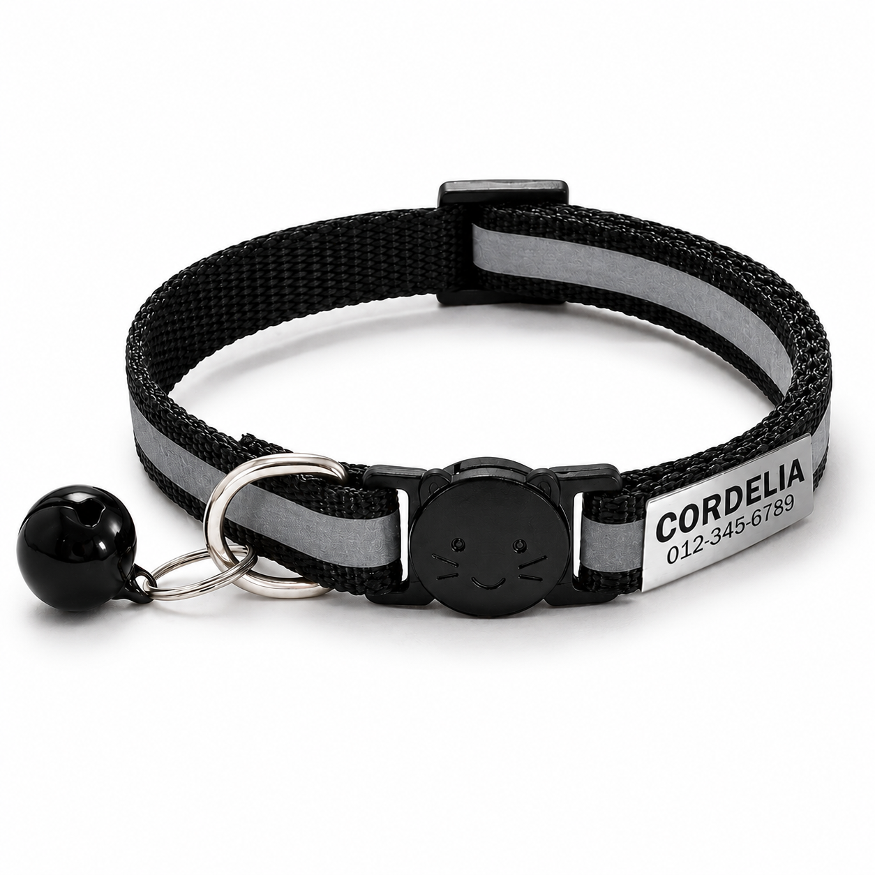 Flausi NamensBand Edles Reflektierendes Katzenhalsband mit Sicherheitsverschluss