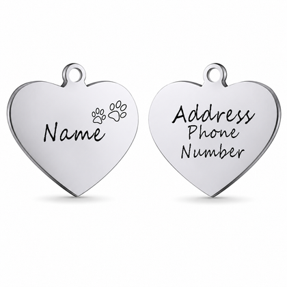 Flausi High-Quality Personalized Dog Tag – Heart-Shaped, High-Gloss Metal