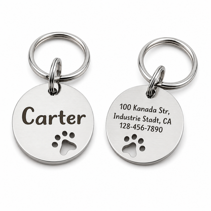 Flausi high-quality personalized dog tag – Paw design with name & phone