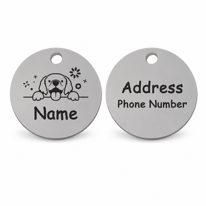 Flausi High-Quality Personalized Dog Tag – Classic Round in High-Gloss Metal
