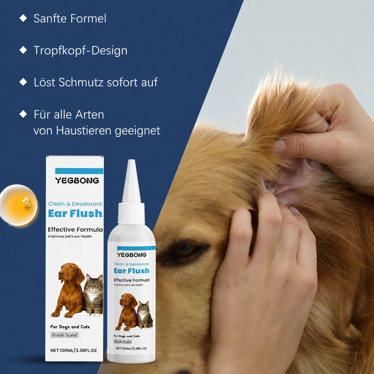Flausi OhrenKlar pflegender Ohrenreiniger für Hunde und Katzen 100 Ml.