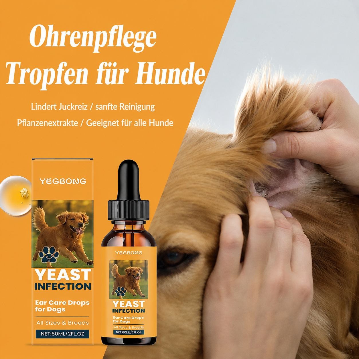 Flausi OhrenSchutz sanfte Ohrenpflege-Tropfen gegen Juckreiz und Geruch für Hunde 60 Ml.