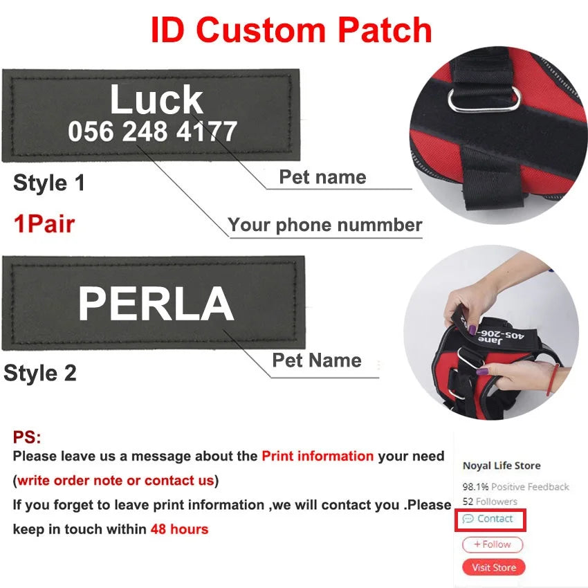 Flausi PassForm Reflektierendes No-Pull-Geschirr mit ID-Patch atmungsaktiv